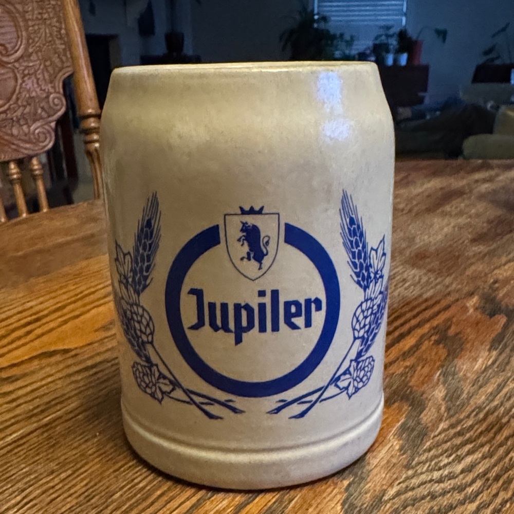 JUPILER ceramic Cream and Blue Beer Stein